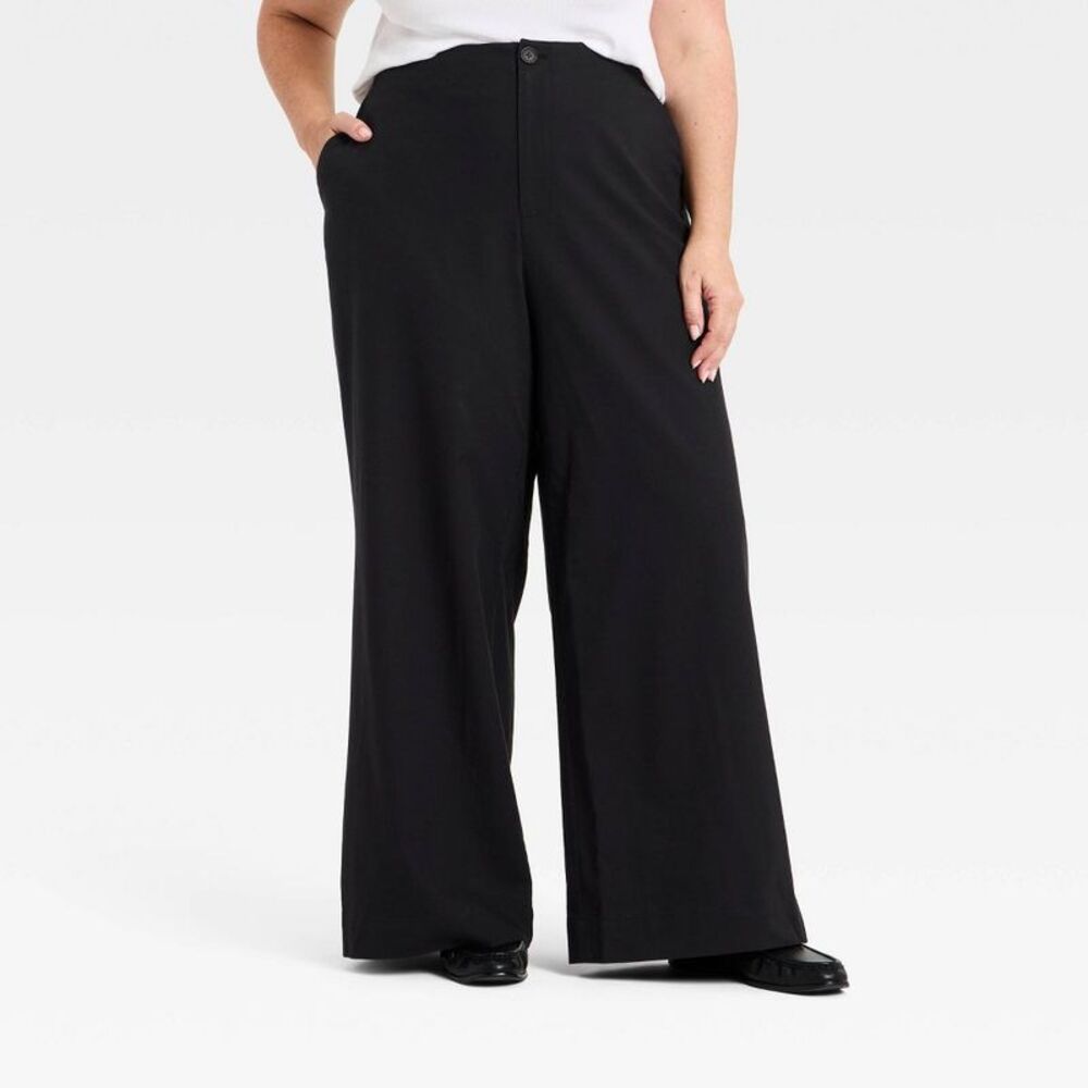 A New Day - Women's Faux Linen Trousers - A New Day Black 24 Black